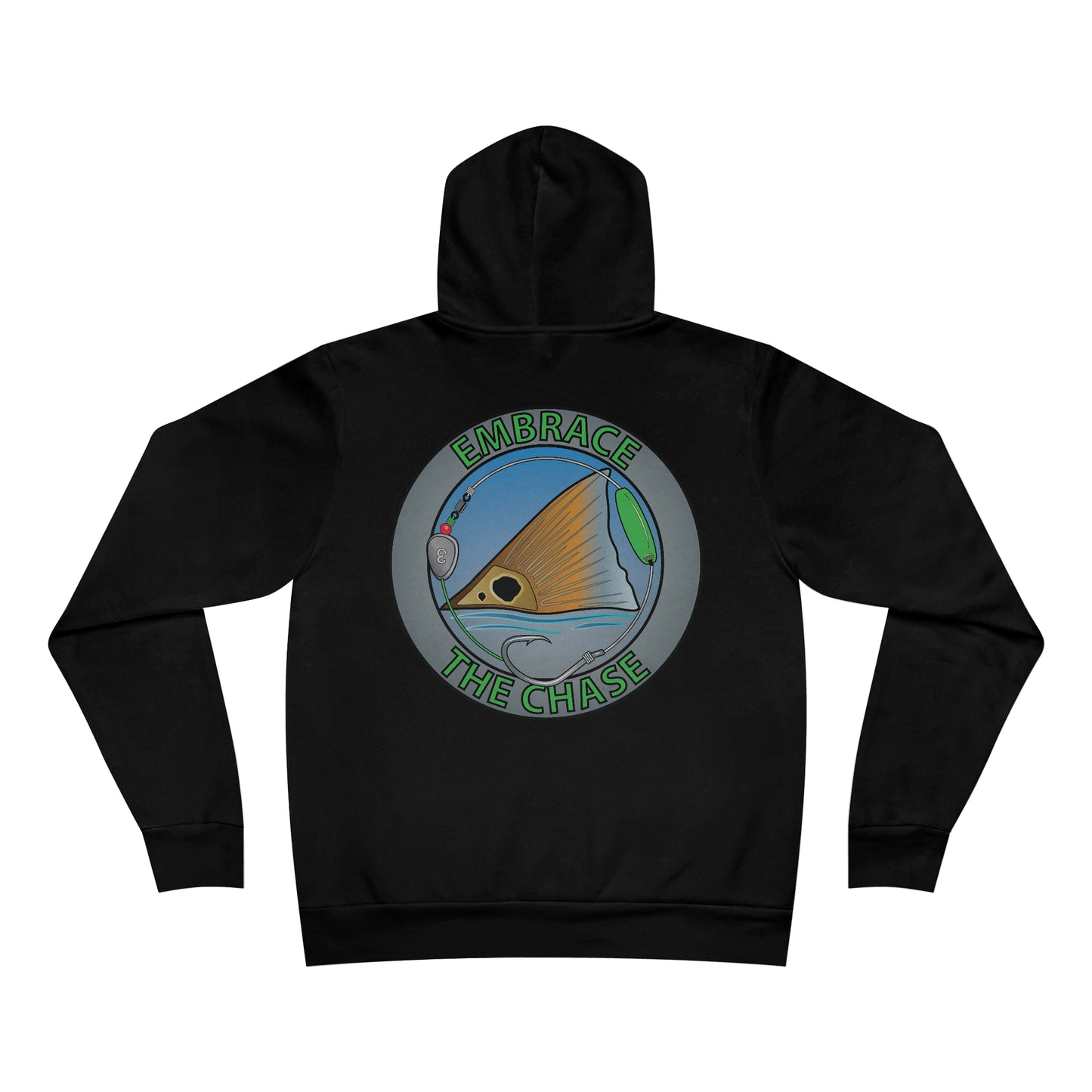 "Tailing Redfish" green letter Fleece Pullover Hoodie