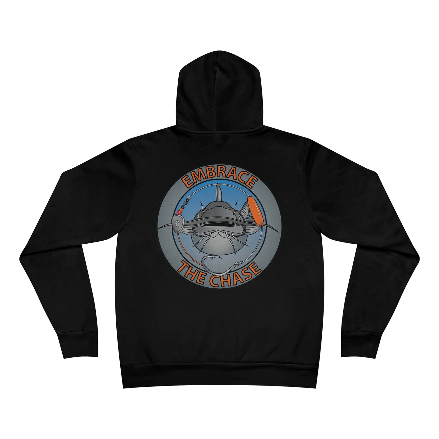 "Fatbelly BlueCat" orange letter Fleece Pullover Hoodie