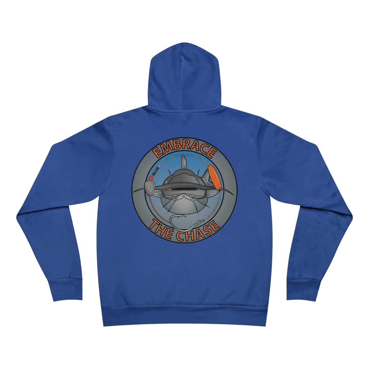 "Fatbelly BlueCat" orange letter Fleece Pullover Hoodie