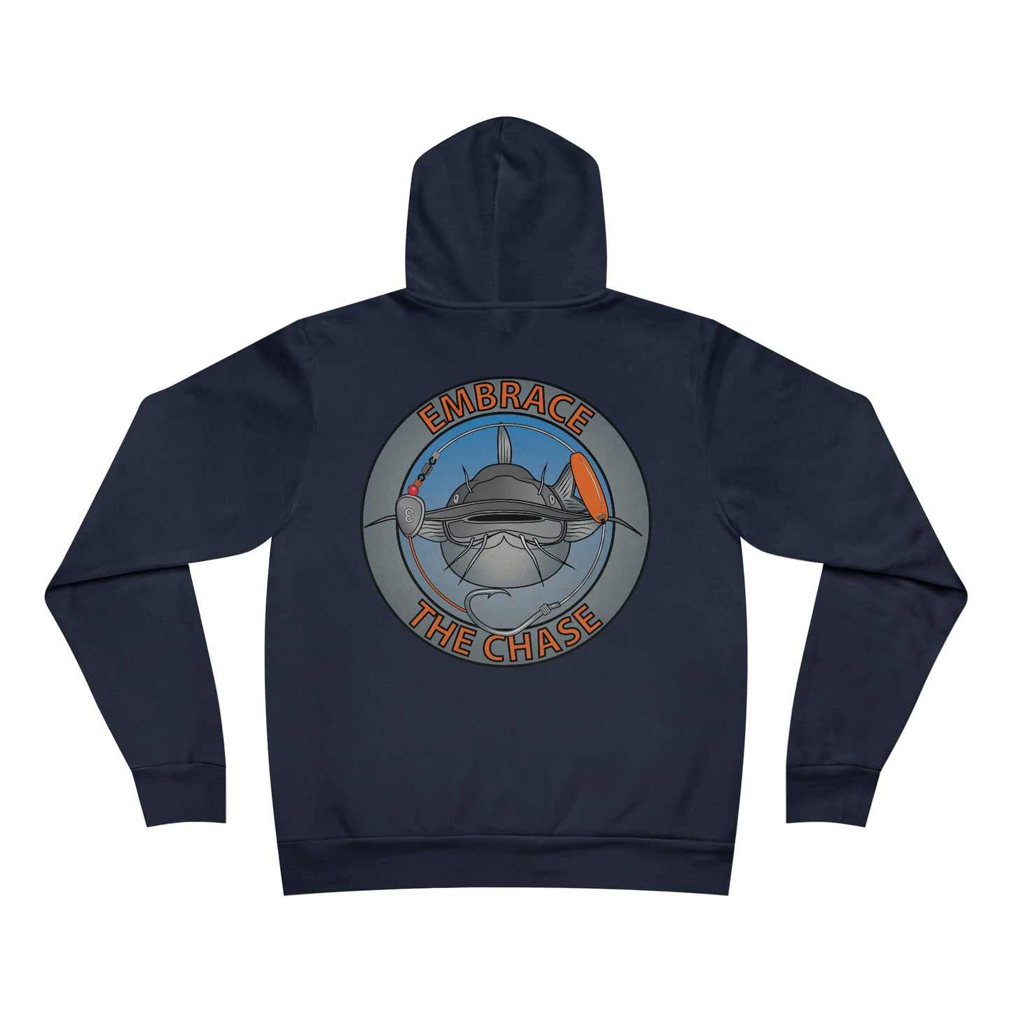 "Fatbelly BlueCat" orange letter Fleece Pullover Hoodie