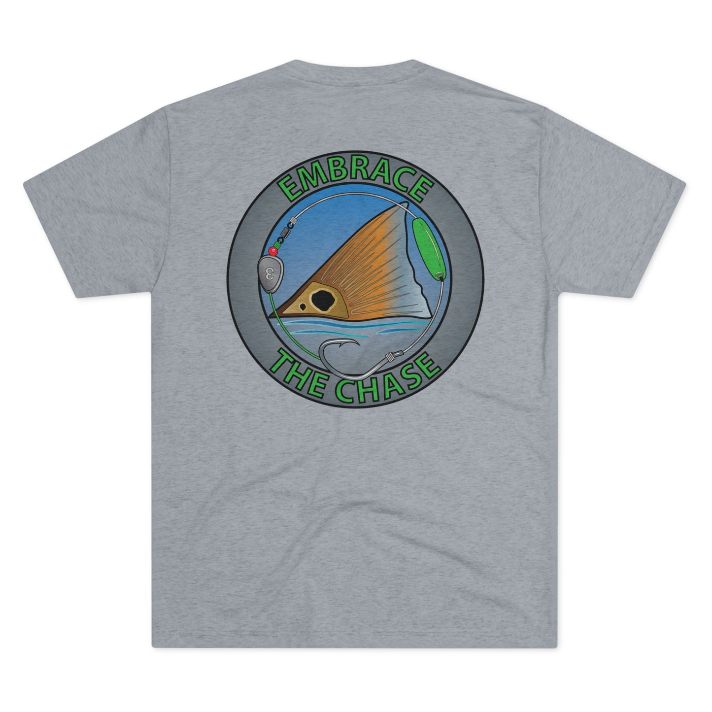 "Tailing Redfish"  green letter tri-blend t-shirts