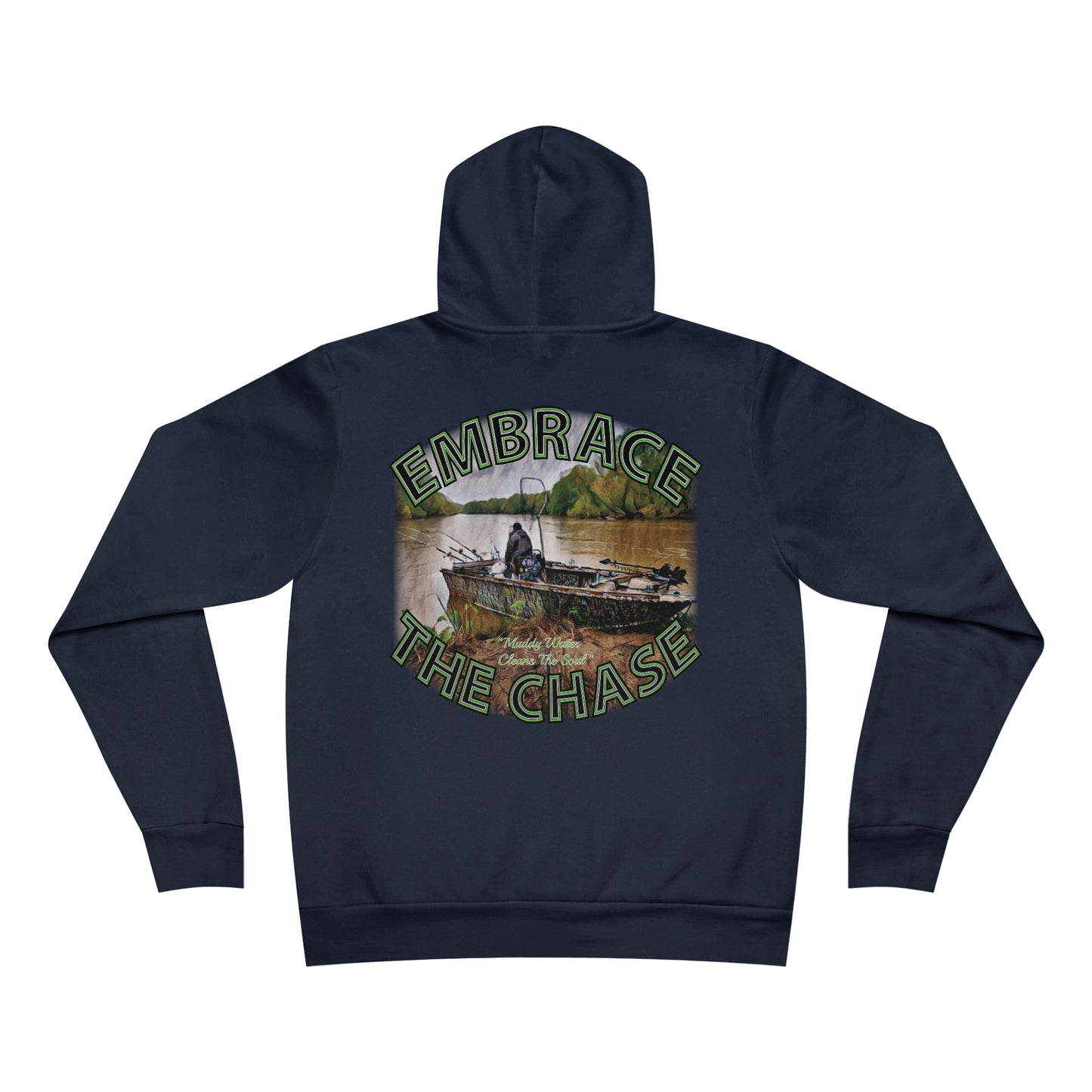 "Muddy Water Cleans The Soul" green letter Fleece Pullover Hoodie