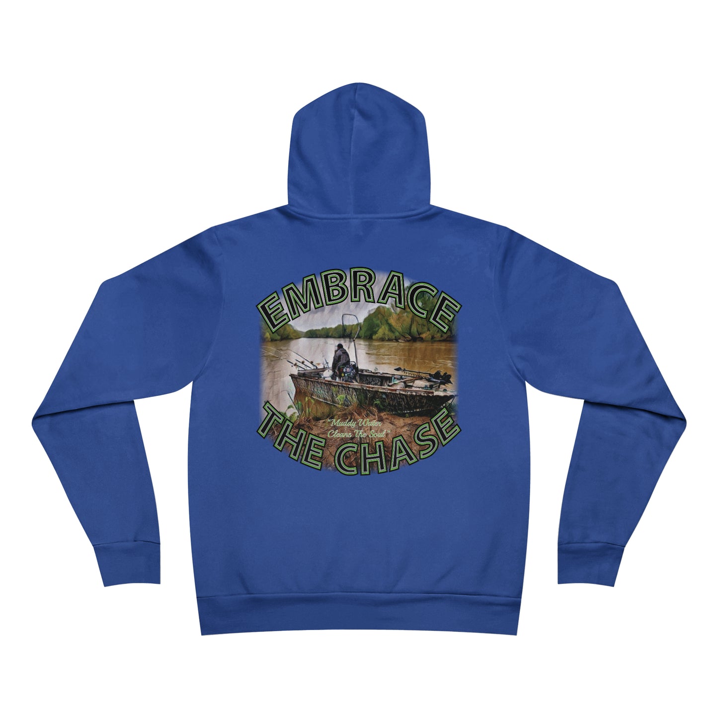 "Muddy Water Cleans The Soul" green letter Fleece Pullover Hoodie