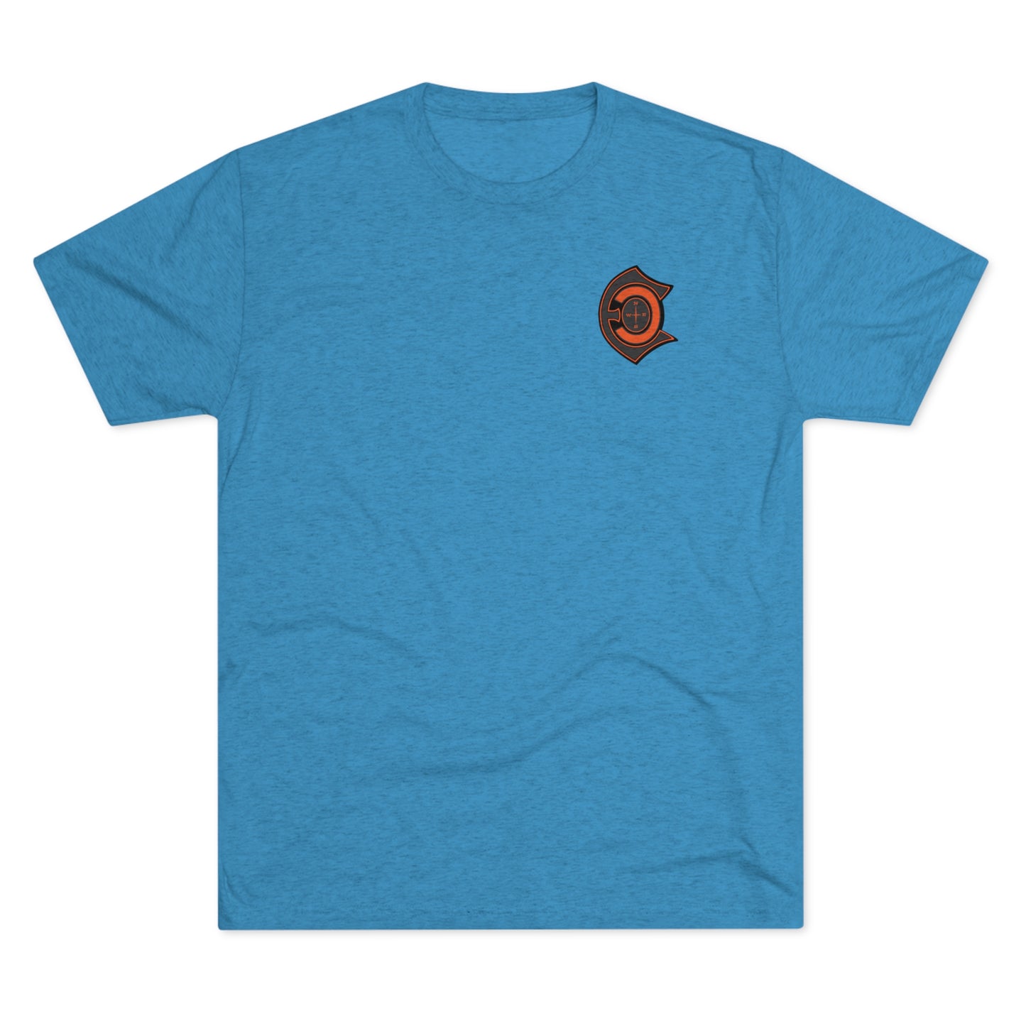 "Fatbelly BlueCat" orange letter tri-blend t-shirts