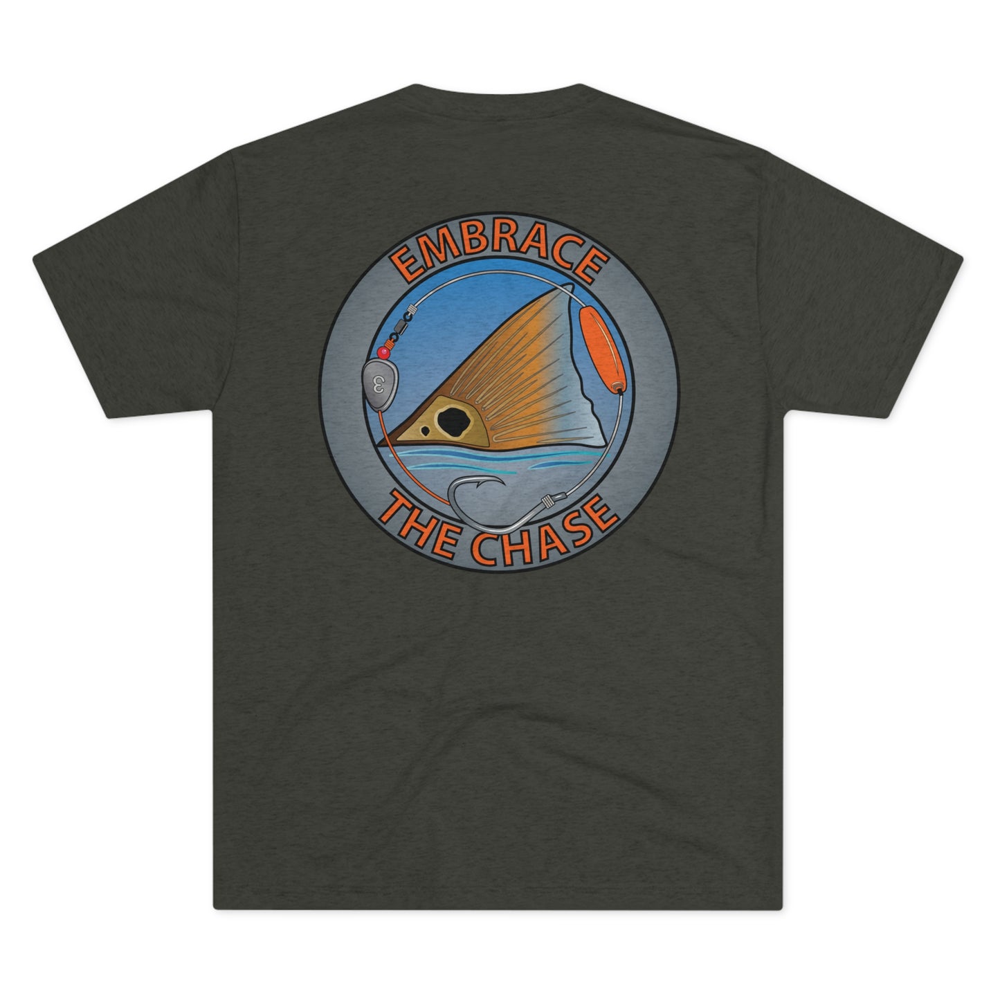 "Tailing Redfish" orange letter tri-blend t-shirts