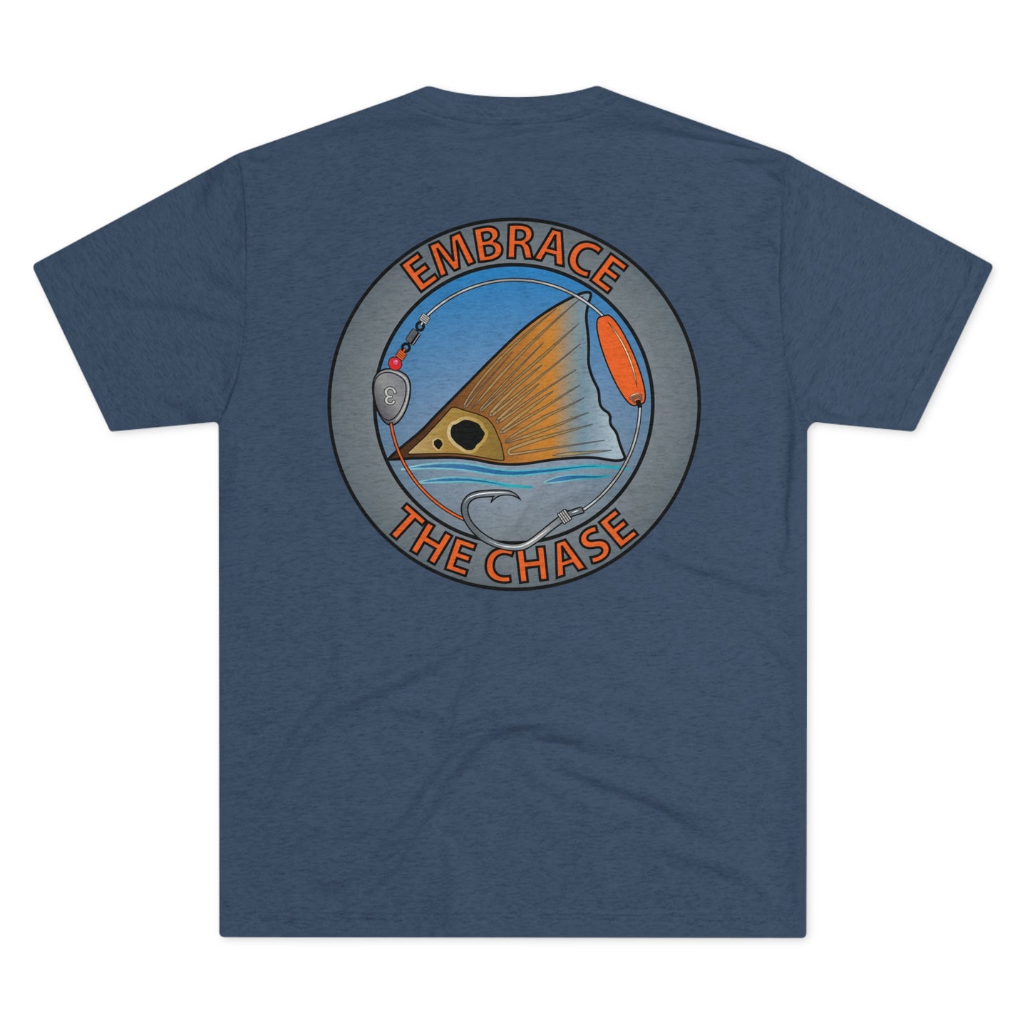 "Tailing Redfish" orange letter tri-blend t-shirts