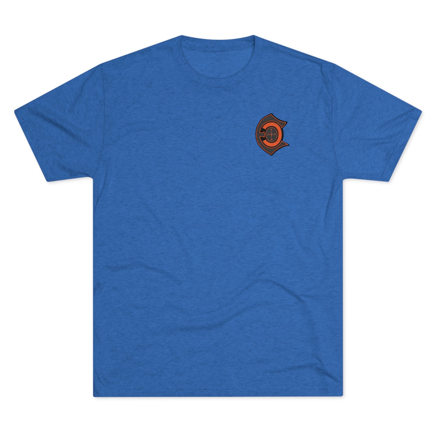 "Fatbelly BlueCat" orange letter tri-blend t-shirts