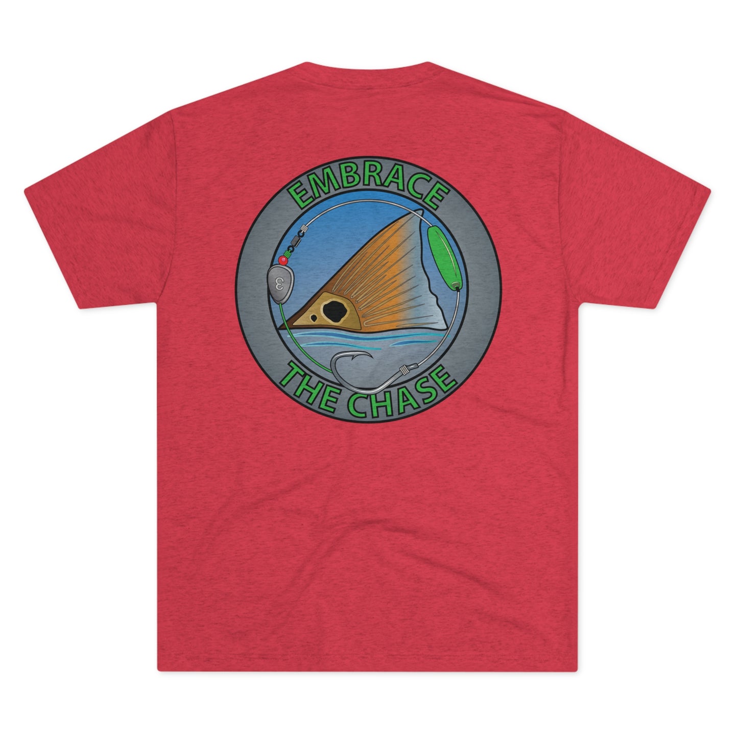 "Tailing Redfish"  green letter tri-blend t-shirts