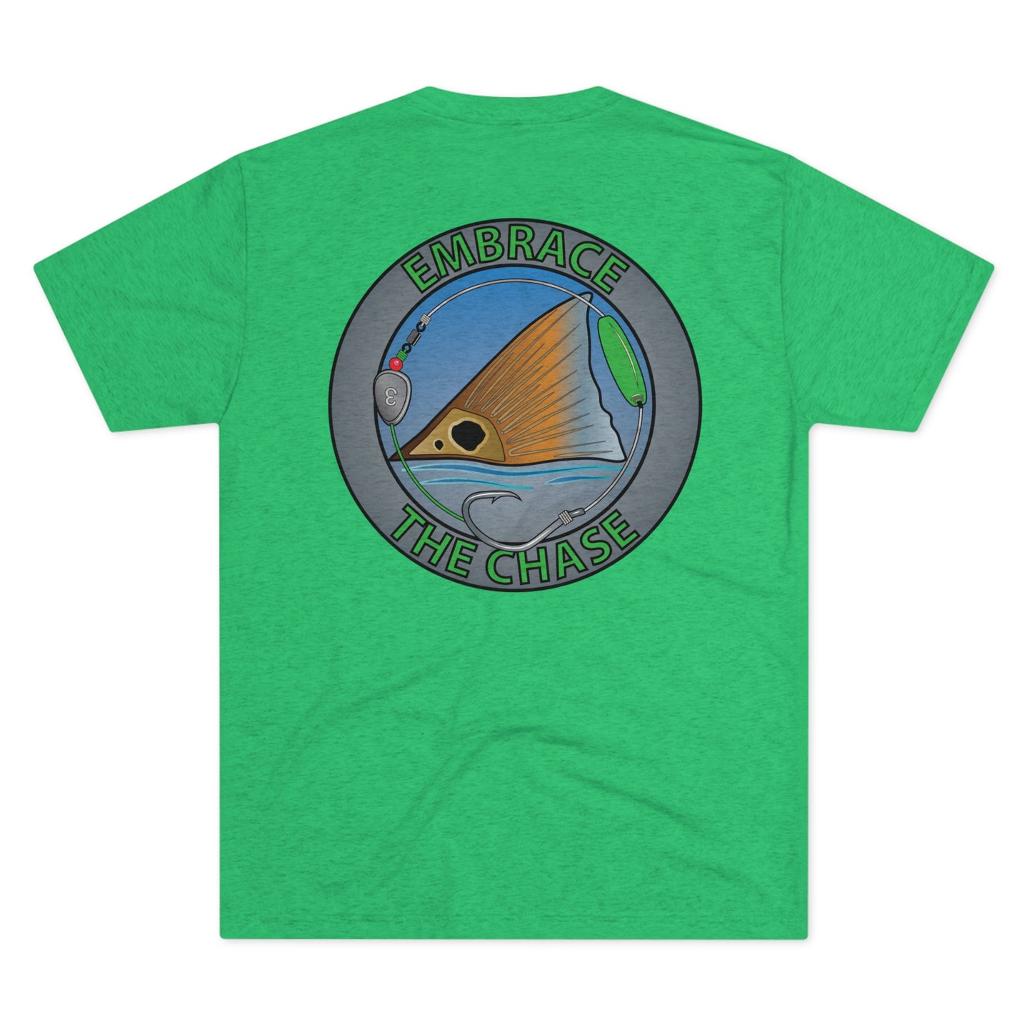 "Tailing Redfish"  green letter tri-blend t-shirts