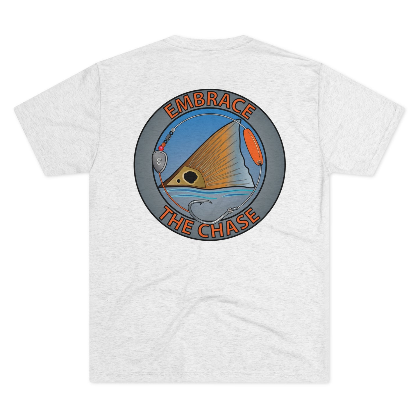 "Tailing Redfish" orange letter tri-blend t-shirts