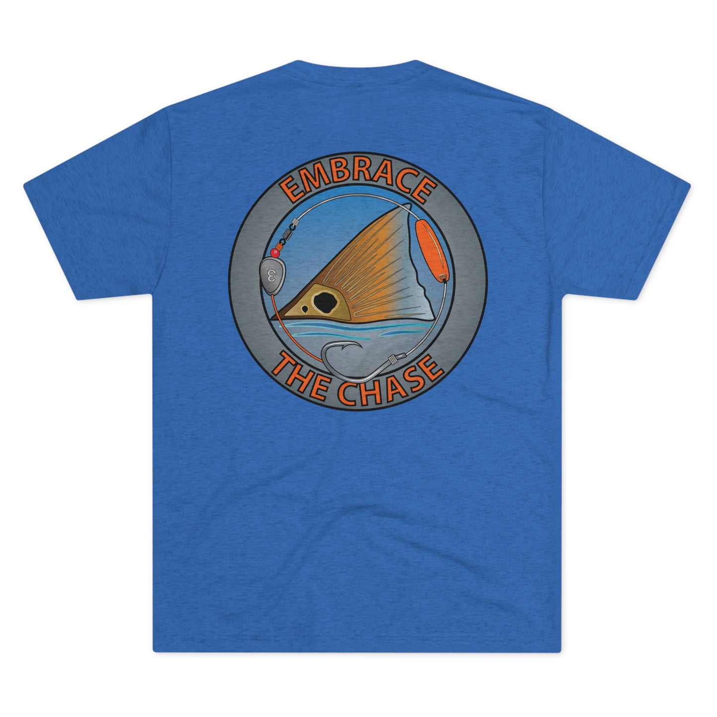 "Tailing Redfish" orange letter tri-blend t-shirts