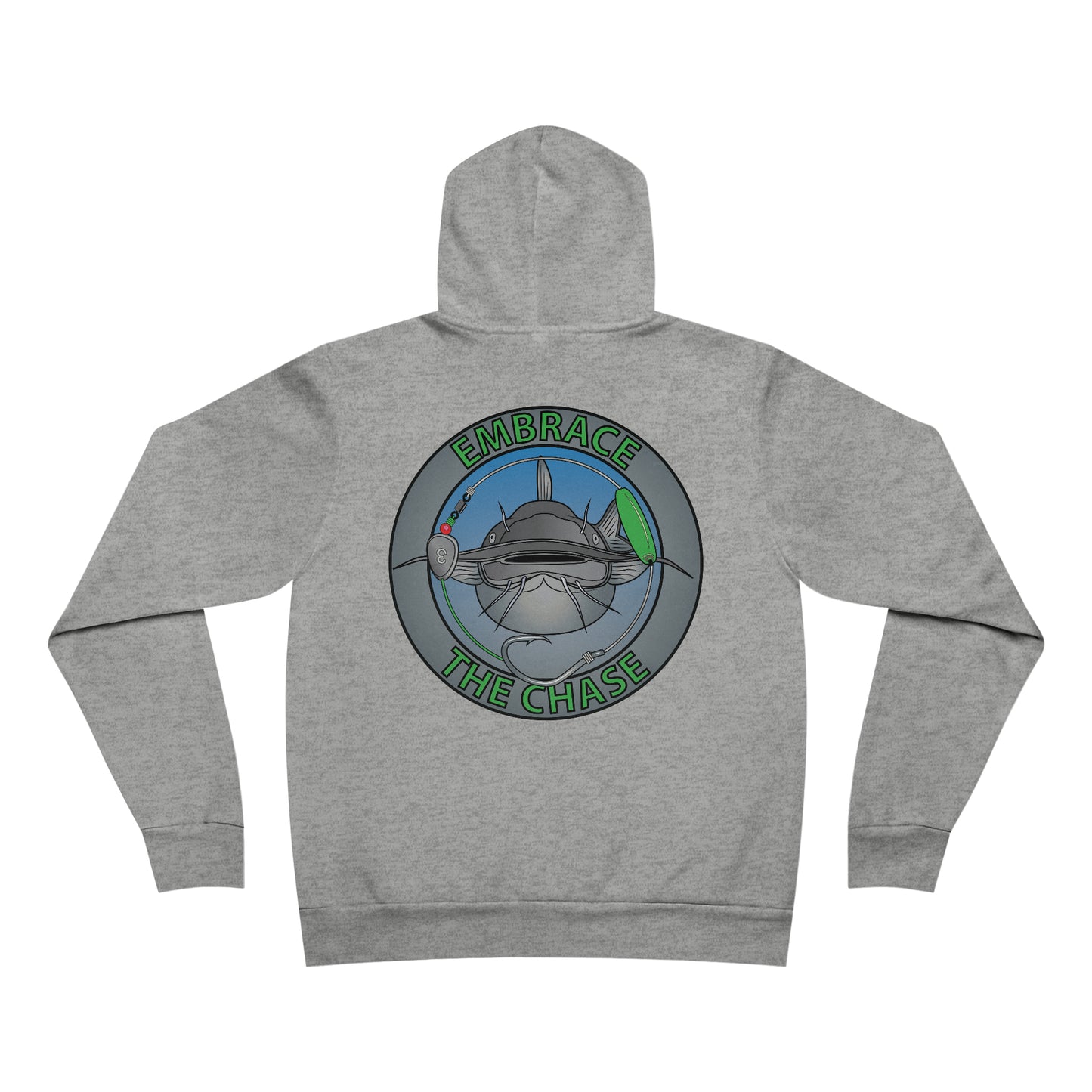 "Fatbelly BlueCat" green letter Fleece Pullover Hoodie