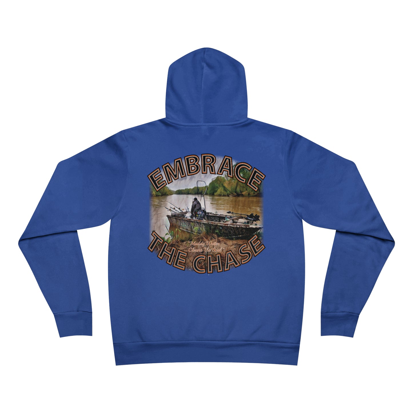 "Muddy Water Cleans The Soul" orange letter Fleece Pullover Hoodie