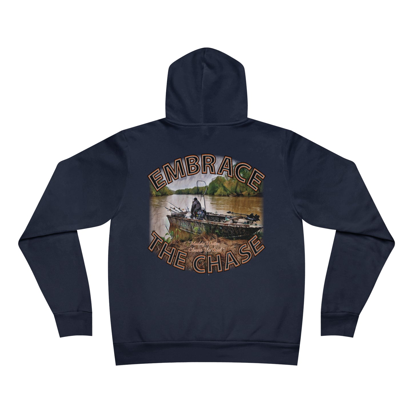 "Muddy Water Cleans The Soul" orange letter Fleece Pullover Hoodie