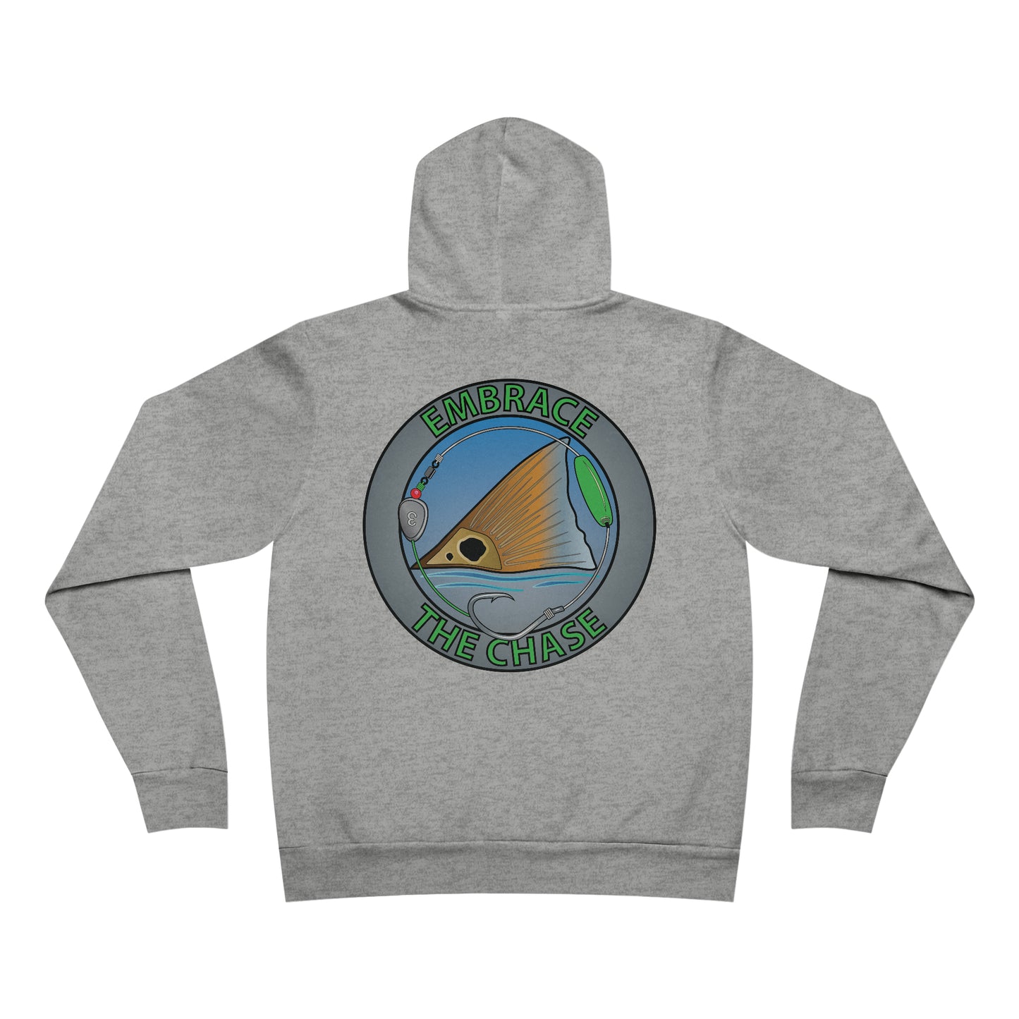 "Tailing Redfish" green letter Fleece Pullover Hoodie