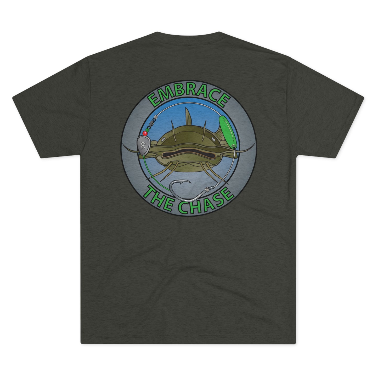 "Big Whiskers" Flathead green letter tri-blend t-shirts