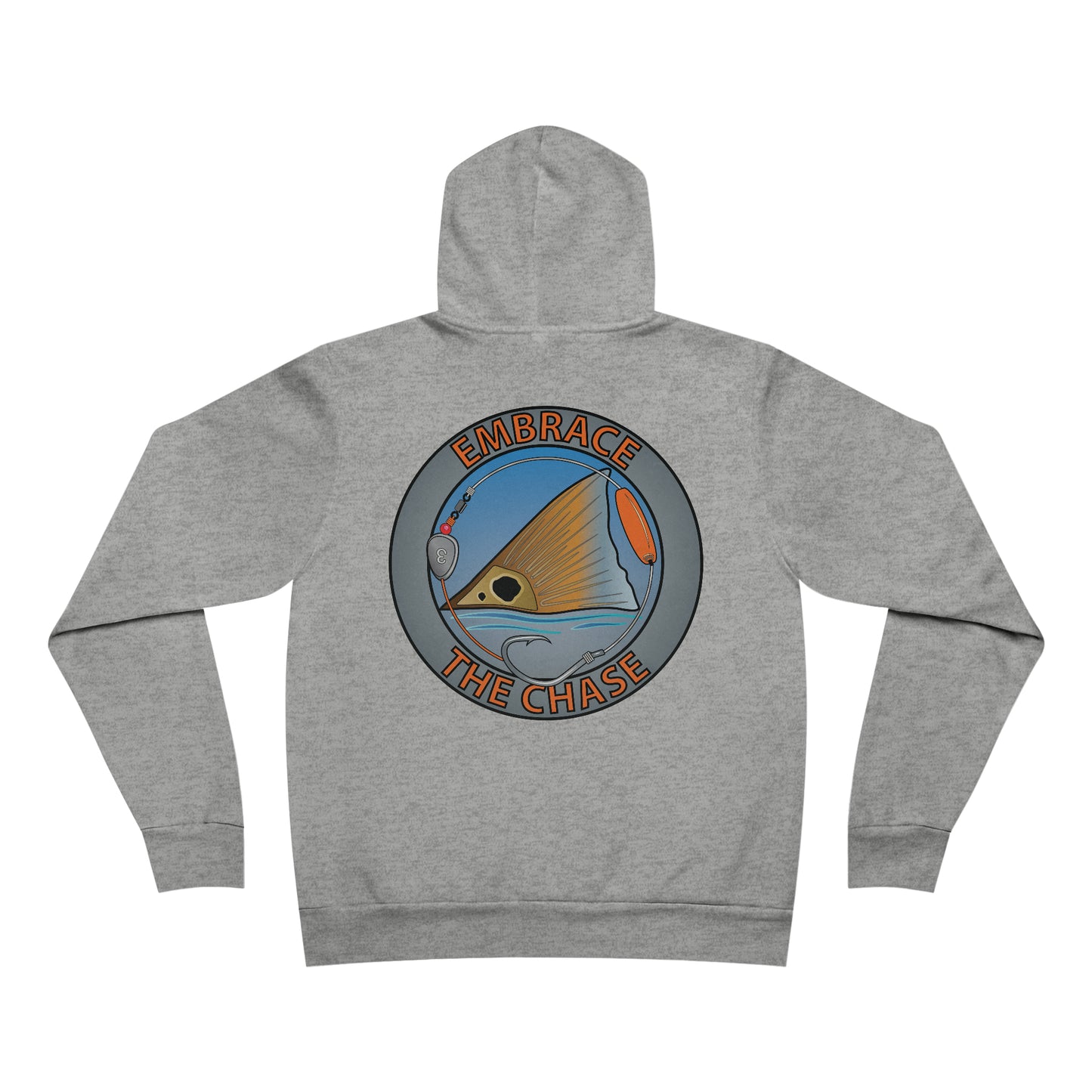 "Tailing Redfish" orange letter Fleece Pullover Hoodie