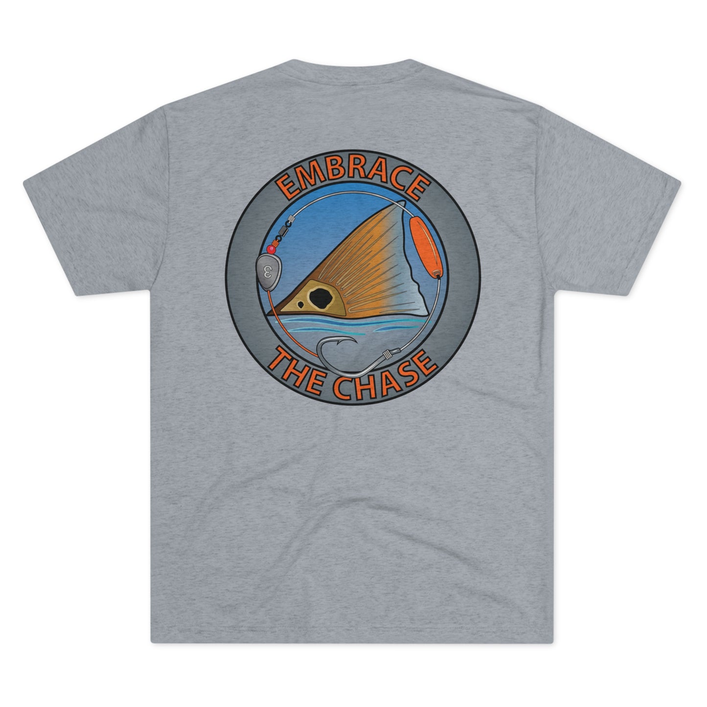 "Tailing Redfish" orange letter tri-blend t-shirts