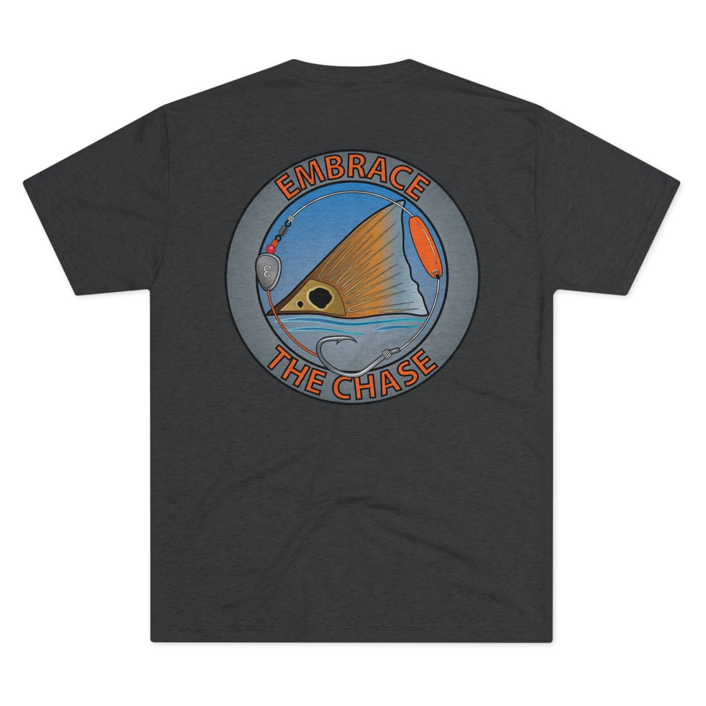 "Tailing Redfish" orange letter tri-blend t-shirts