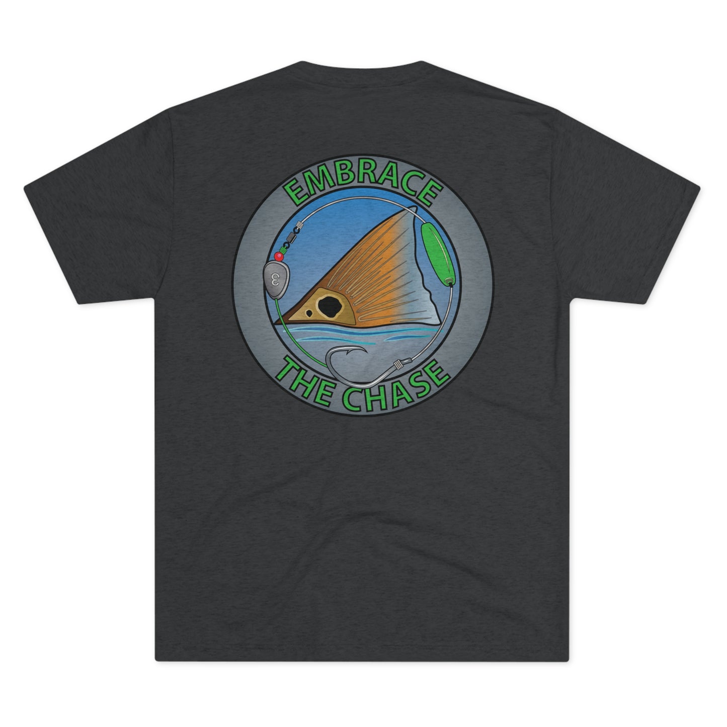 "Tailing Redfish"  green letter tri-blend t-shirts